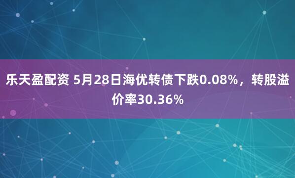 乐天盈配资 5月28日海优转债下跌0.08%，转股溢价率30.36%